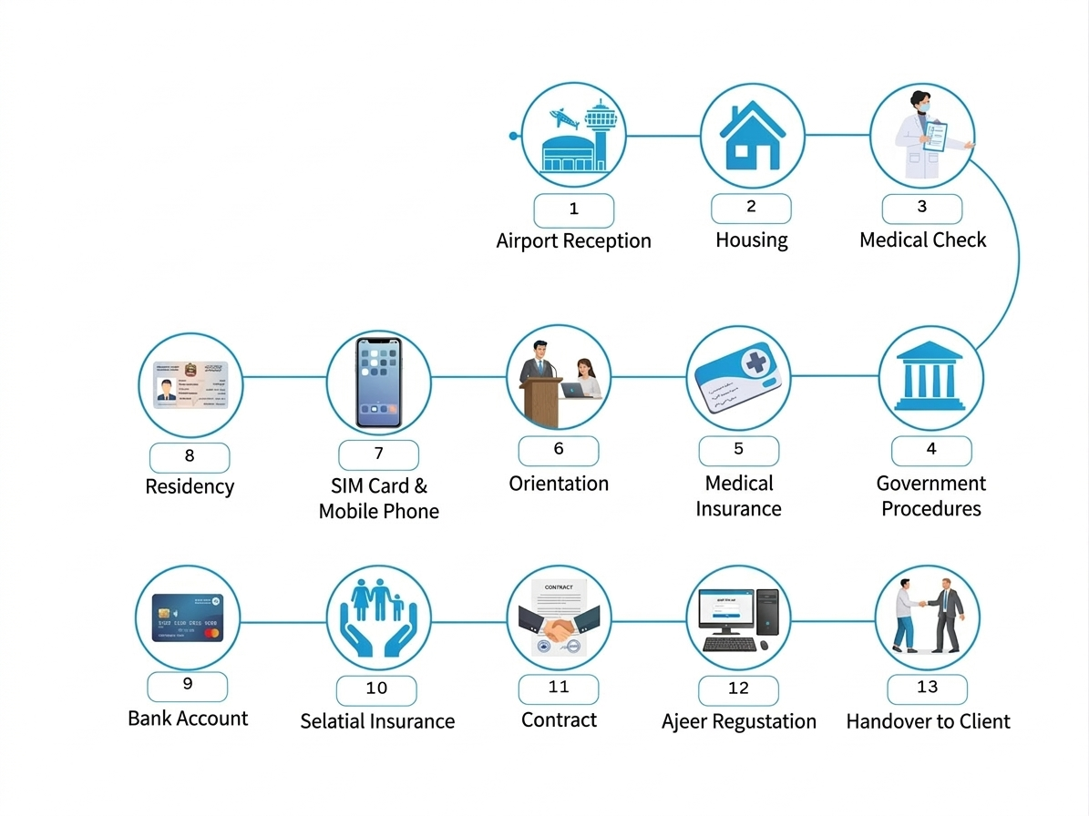 Steps for renting workers in Saudi Arabia with Ajeer system - from request to delivery